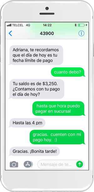 SMS conversacional para cobranza con MO costo cero 
